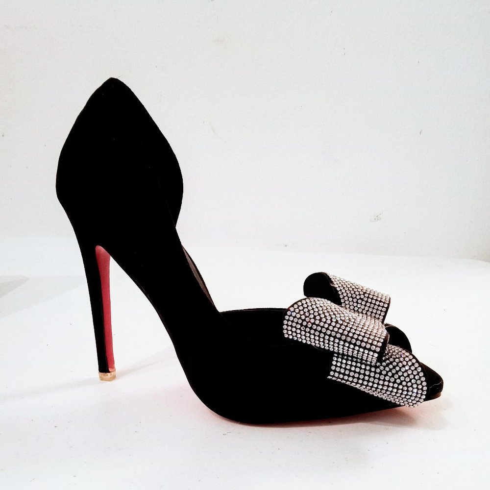 🎁 FREE GIFT IS INCLUDED 🎁 NEW 3D Rhinestones Bow High Heels Pointed Toe Shoes - Picture 8 of 13
